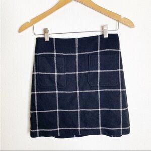 Madewell Wool Blend Black Checkered Mini Skirt Size 00